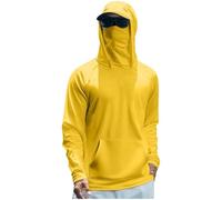 Camicia da sole da uomo a maniche lunghe con oltre 50 magliette da pesca, rash guard, per escursioni all'aperto, Giallo, M