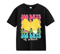 Camicia da uomo 100th Day of School Celebration for Girls and Boys Kids T Shirts Fun Colorful Numbers Camicia a quadri ragazza 140, Nero , 4-5 Jahre