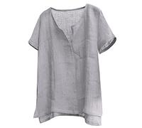Camicia da uomo a collo aperto - Camicia in cotone largo da uomo estate camicetta a maniche corte top cardigan camicia sportiva traspirante top leggero confortevole camicetta grande taglia top tinta