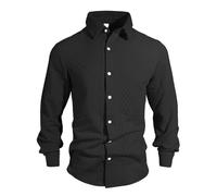 Camicia da uomo a maglia, a maniche lunghe, slim fit, per il tempo libero, alla moda, per matrimonio, business, camicia, bottone, per il tempo libero, alla moda, colletto rovesciato, a maniche lunghe