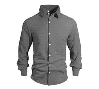 Camicia da uomo a maglia, a maniche lunghe, slim fit, per il tempo libero, alla moda, per matrimonio, business, camicia, bottone, per il tempo libero, alla moda, colletto rovesciato, a maniche lunghe