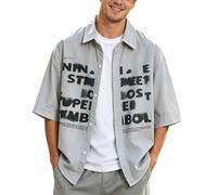 Camicia da uomo a maniche corte a taglio ampio Y2k Oversize Streetwear Giacca Camicetta per Primavera Estate Protezione Solare Colletto Imbottito Traspirante Leggero Sportivo Grandi Taglie Forti