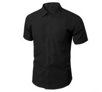Camicia da uomo a maniche corte casual in stile coreano resistente alle pieghe, ideale per affari e occasioni sociali durante le stagioni calde (3XL nero)