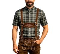 Camicia da uomo a maniche corte con colletto alto, per feste della birra, da indossare nella vita di tutti i giorni, materiale leggero e traspirante, ideale per il tempo libero e le feste, grigio