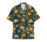 Camicia da uomo a maniche corte con vestibilità aderente, stampa moderna, con bottoni, resistente alle pieghe, per attività ricreative, materiale traspirante per una buona temperatura, versatile e