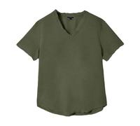 Camicia da uomo a maniche corte in lino, per il tempo libero, con scollo a V, tinta unita, casual, a maniche corte, per il tempo libero, O verde dell'esercito, S