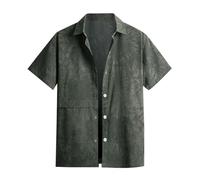 Camicia da uomo a maniche corte, larghe, larghe, estiva, in cotone, per tutti i giorni, in lino, leggera, traspirante, estiva, casual, in cotone, oversize, 6, O verde dell'esercito, 5XL