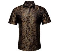 Camicia da uomo a maniche corte motivo - Camicia oversize da uomo chic camicia casual con bottone camicia sportiva traspirante camicie leggere top sportivi bodybuilding top confortevoli, marrone, XL