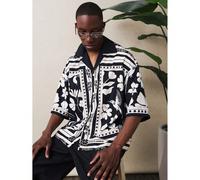 Camicia da uomo a maniche corte, vestibilità ampia, colletto alla coreana, stampa floreale tropicale, stile hawaiano, casual, adatta per l'estate e le vacanze in spiaggia, con bottoni davanti L,M,S,XL