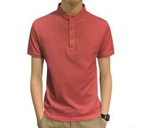 Camicia da uomo a maniche corte, vestibilità larga, con colletto rovesciato, abbigliamento casual per le vacanze quotidiane (XXXL rosso mattone)
