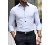 Camicia da uomo a maniche lunghe, abbigliamento formale, look professionale, adatta per abbigliamento da ufficio