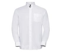 Camicia da uomo a maniche lunghe, business, Oxford, con colletto bottoni, Easy Care, facile da pulire, passaporto posteriore da S a 6XL, bianco, XXL