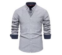 Camicia da uomo a maniche lunghe camicia autunnale regular camicia business da uomo camicia casual regular fit men shirts camicia casual, L