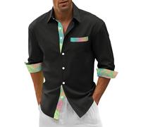 Camicia da uomo a maniche lunghe, camicia da uomo con colletto e bottoni, tinta unita, da uomo, casual, comoda, per il tempo libero, per tutti i giorni, per attività all'aria aperta, per un colloquio