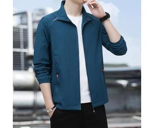 Camicia da uomo a maniche lunghe casual in tinta unita da lavoro, camicia da lavoro, camicia da strato base, progettata per comfort e durata (M blu)