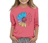 Camicia da uomo a maniche lunghe, casual, tinta unita, girocollo, girocollo, sette polsini, maglietta da 3 13 anni, casual, da donna, Colore: rosa., 3-4 Jahre