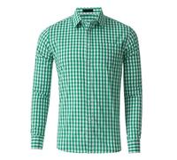 Camicia da uomo a maniche lunghe, classica a quadri, a quadretti, a maniche lunghe, per il tempo libero, verde, XXL