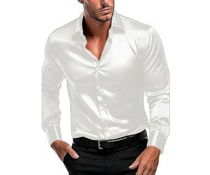 Camicia da uomo a maniche lunghe, classica camicia da lavoro, comoda camicia da matrimonio, facile da pulire, a maniche lunghe, slim fit, per il tempo libero, stile moderno, tinta unita, colletto a
