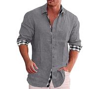Camicia da uomo a maniche lunghe con bottoni, stile casual, elasticizzata, formale, per matrimoni, Y01-grigio, S