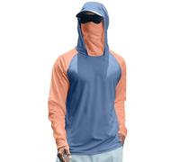 Camicia da uomo a maniche lunghe con cappuccio, ad asciugatura rapida, con maniche a contrasto, elasticizzate, leggere, traspiranti, per corsa, escursionismo, Z06-azzurro cielo, XXL