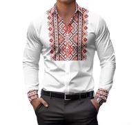 Camicia da uomo a maniche lunghe con colletto abbottonato con stampa etnica, look vintage e vestibilità regolare per una comoda stratificazione (M C)