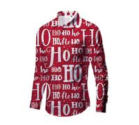 Camicia da uomo a maniche lunghe, con stampa natalizia 3D, per tutti i giorni e le vacanze