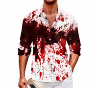 Camicia da uomo a maniche lunghe con teschio vintage hawaiano, da uomo, per il tempo libero, da uomo, leggera, estiva, per il tempo libero, Vino, S