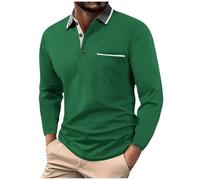 Camicia da uomo a maniche lunghe da lavoro, con risvolto e bottoni, tinta unita, leggera, traspirante, comoda pullover, U-621 Verde, XL