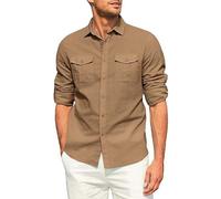 Camicia da uomo a maniche lunghe da lavoro formale camicia da uomo a maniche lunghe con risvolto stropicciato casual cotone lino moda camicia traspirante camicetta da ufficio abbigliamento da lavoro