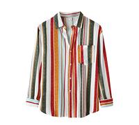 Camicia da uomo a maniche lunghe da lavoro formale camicia da uomo autunno casual stampa a righe colletto rovesciato manica lunga camicia casual camicetta da ufficio abbigliamento da lavoro morbido e