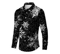 Camicia da uomo a maniche lunghe da lavoro formale camicia da uomo primavera autunno inverno Natale stampa 3D confortevole personalità moda versatile tempo libero stampa completa giù camicetta da