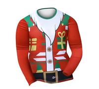 Camicia da uomo a maniche lunghe da lavoro formale camicia da uomo T-shirt da uomo Natale modello Babbo Natale girocollo abbigliamento stampa 3D all'aperto stampa quotidiana a maniche lunghe retrò