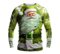 Camicia da uomo a maniche lunghe da lavoro formale da uomo con motivo natalizio Babbo Natale abbigliamento girocollo stampa 3D sport quotidiani all'aperto stampa a maniche lunghe retrò camicetta da