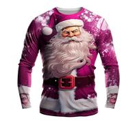Camicia da uomo a maniche lunghe da lavoro formale da uomo con motivo natalizio Babbo Natale abbigliamento girocollo stampa 3D sport quotidiani all'aperto stampa a maniche lunghe retrò camicetta da