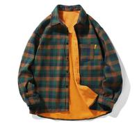 Camicia da uomo a maniche lunghe in flanella invernale calda camicia a quadri uomo in pile da lavoro casual giacca camicie con bottoni e tasca anteriore overcamicia di grandi dimensioni camicia da