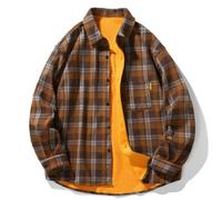 Camicia da uomo a maniche lunghe in flanella invernale calda camicia a quadri uomo in pile da lavoro casual giacca camicie con bottoni e tasca anteriore overcamicia di grandi dimensioni camicia da