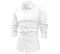 Camicia Da Uomo A Maniche Lunghe In Raso Di Seta con Gemelli, Camicie Eleganti, Casual, Lucide, con Bottoni, Di Lusso, per Feste, Balli Di Fine Anno, Matrimonio, Lavoro, Non Stirabile, Bianca M