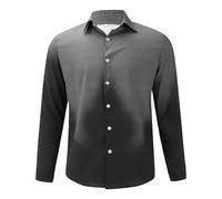 Camicia da uomo a maniche lunghe in tinta unita con design Sense e sfumatura di colore per primavera e autunno, versatile e casual. Top sportivo sportivo da lavoro, Grigio, XXL
