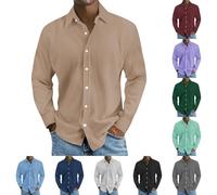 Camicia da uomo a maniche lunghe, leggera, estiva, per il tempo libero, a maniche lunghe, con bottoni, a righe, senza cappuccio, da lavoro, festival, Blu marino, 3XL
