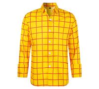 Camicia da uomo a maniche lunghe, per il tempo libero, vestibilità normale, per l'Oktoberfest, per il tempo libero, con colletto Kent, a quadri, comoda, casual, da uomo Hawii, giallo., XXL