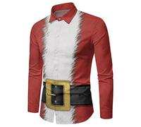 Camicia da uomo a maniche lunghe, vestibilità moderna, per uomini in inverno, a maniche lunghe, con bottoni, stampa completa, camicie divertenti con un'atmosfera speciale, Brick rosso, XL