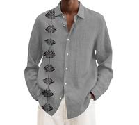 Camicia da uomo, a quadretti, a maniche lunghe, slim fit, per il tempo libero, per Oktoberfest, Oktoberfest, da uomo, stile casual, Grigio 3, 5XL
