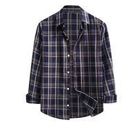 Camicia da uomo a quadri a maniche lunghe da uomo giacca classica mini camicie a quadri colletto Laydown camicie per il tempo libero Camicie programmatore di base Top Button Up Top da lavoro Regular