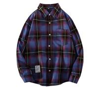Camicia da uomo a quadri da uomo a maniche lunghe versione coreana della bella camicetta casual da ufficio camicetta abbigliamento da lavoro morbido e confortevole, Viola, M