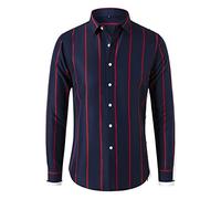 Camicia da Uomo a Righe con Risvolto a Maniche Lunghe Casual Primavera ed Estate alla Moda da Uomo Felpa