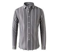 Camicia da Uomo a Righe con Risvolto a Maniche Lunghe Casual Primavera ed Estate alla Moda da Uomo Felpa