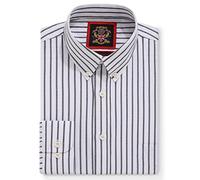 Camicia da Uomo a Righe Oxford,Colletto Abbottonato,Ufficio da Lavoro o Camicia Casual. La Camicia a Righe Elizabeth di Janeo British Apparel. (City Grey, White Stripe, 2XL)