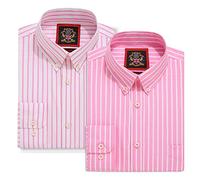 Camicia da Uomo a Righe Oxford,Colletto Abbottonato,Ufficio da Lavoro o Camicia Casual. La Camicia a Righe Elizabeth di Janeo British Apparel. (Vintage Pink, Pack of 2 Shirts, XL)