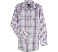 Camicia Da Uomo Bar III A Quadri Con Bottone, Blu, Collo 14.5" Manica 32"-33"