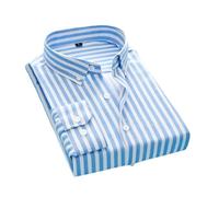 Camicia da uomo Camicia da lavoro con colletto Camicia casual a maniche lunghe Camicia da uomo classica a righe Camicie da uomo sociali Camicie da uomo per l'esterno, Azzurro chiaro, L